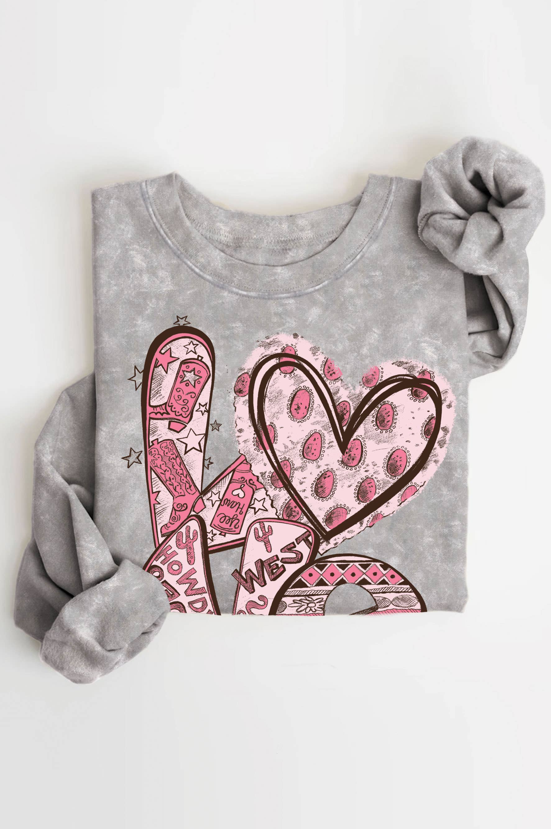 Western Love-Hand Drgraphic Mineral Brushed Sweatshirt