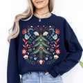 Christmas Tree Folk Art, Scandinavian Floral Sweatshirt