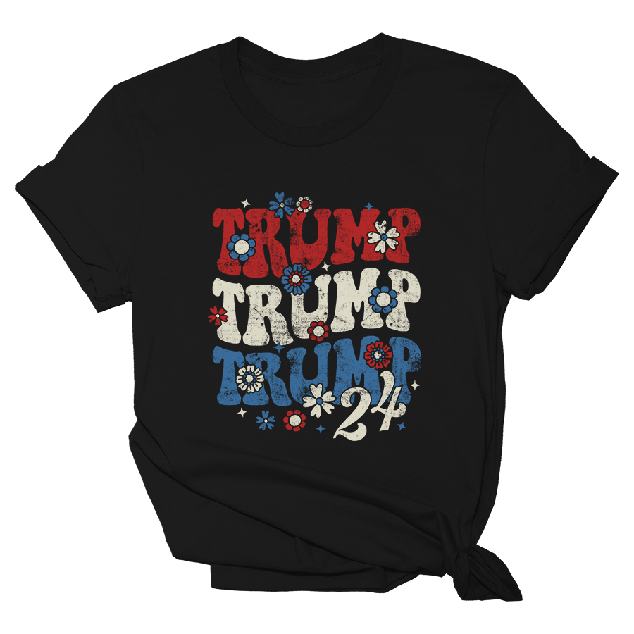 Trump 24 Flower Power Black Shirt - Womens Tee