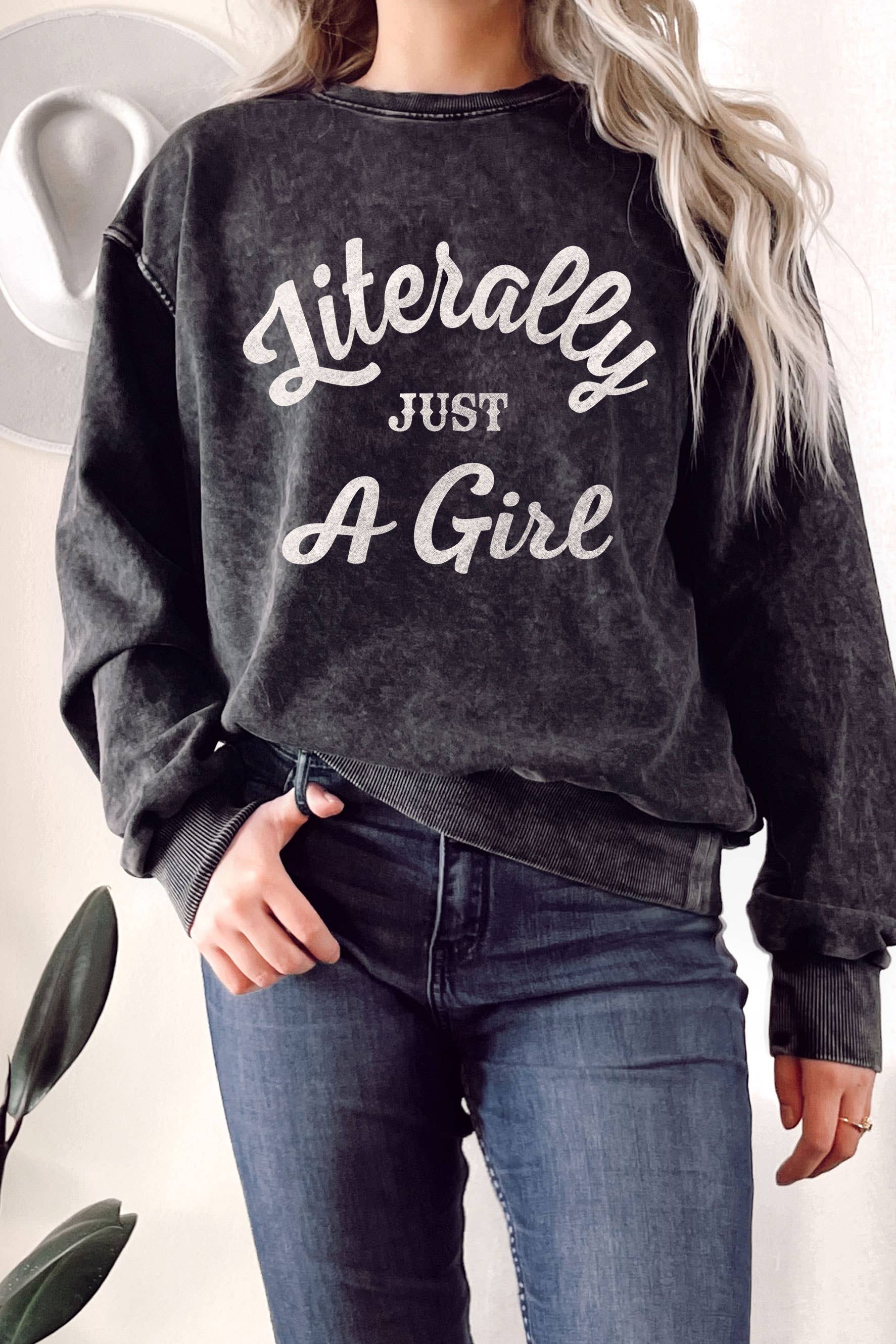 Literally Just A G Mineral Graphic Terry Sweatshirts