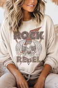 Rock Thunder Rebel Eagle Graphic Brushed Sweatshirts