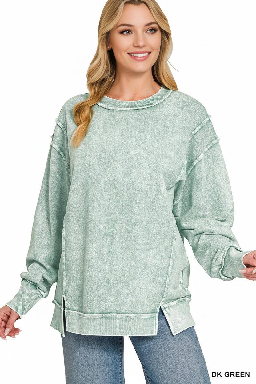 0324 Halo Washed F/Terry Exposed Seam Sweatshirt  SI-29624
