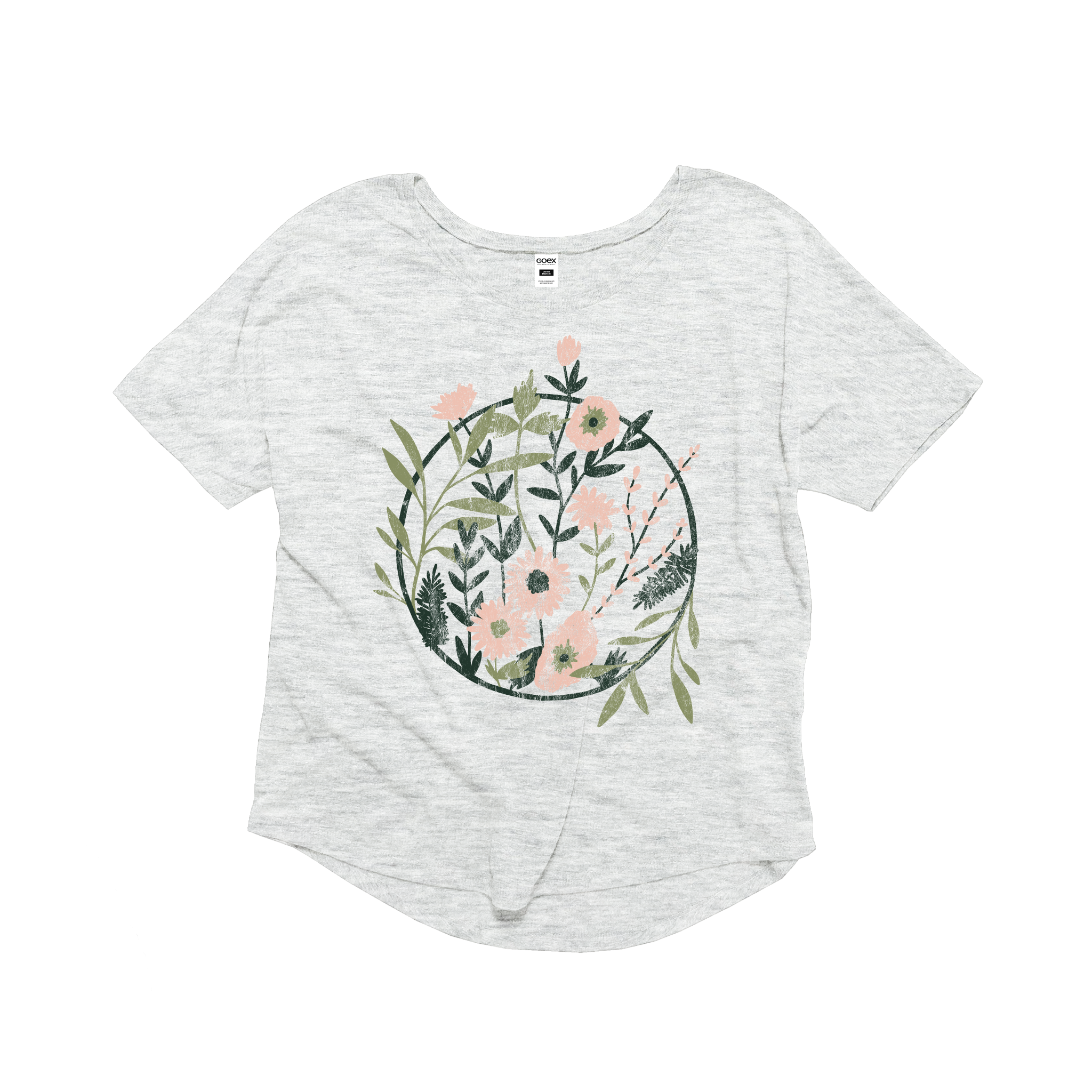 Floral Hoop Flowy Graphic Tee - Vintage White - 24pk