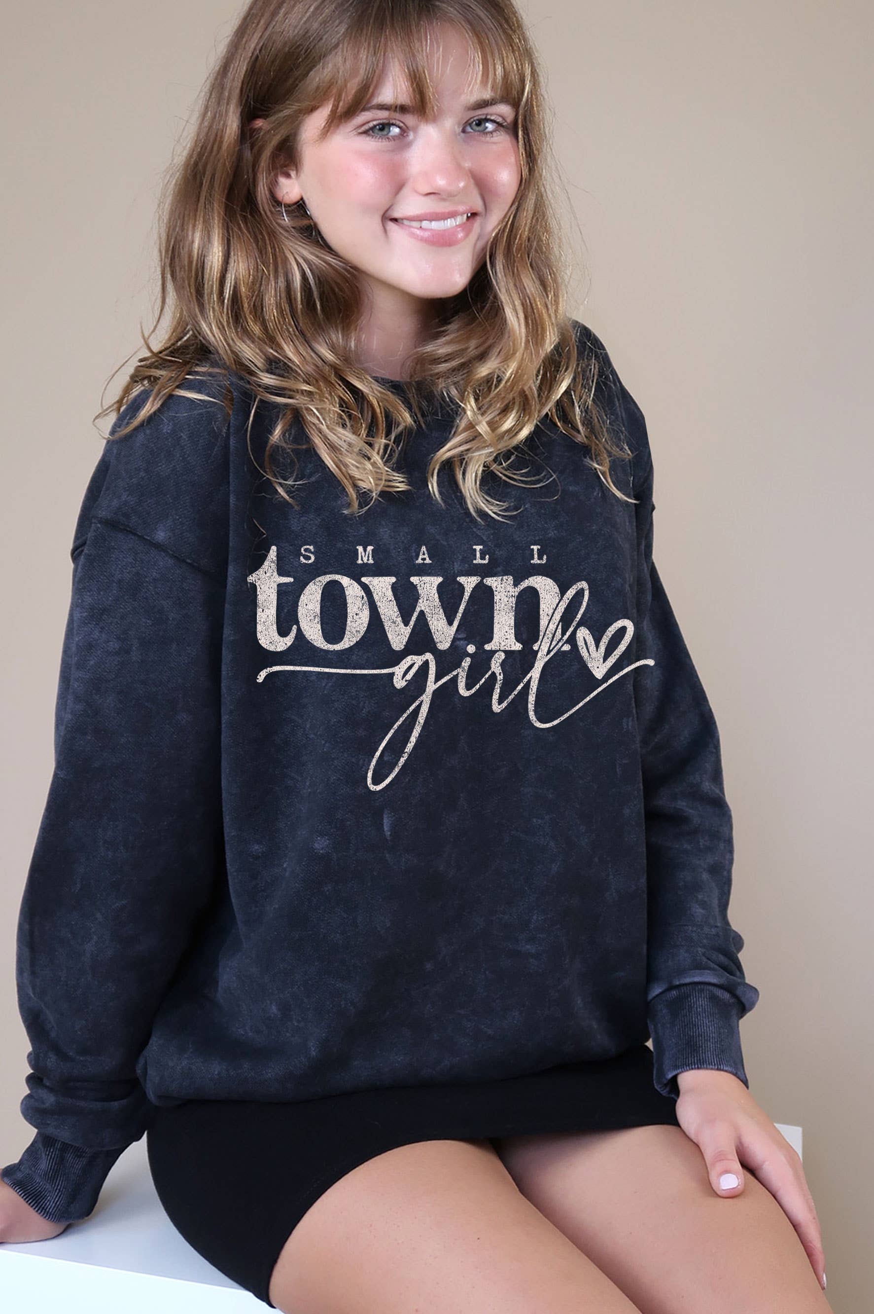 Small Town Girl Graphic Mineral Brushed Sweatshirts