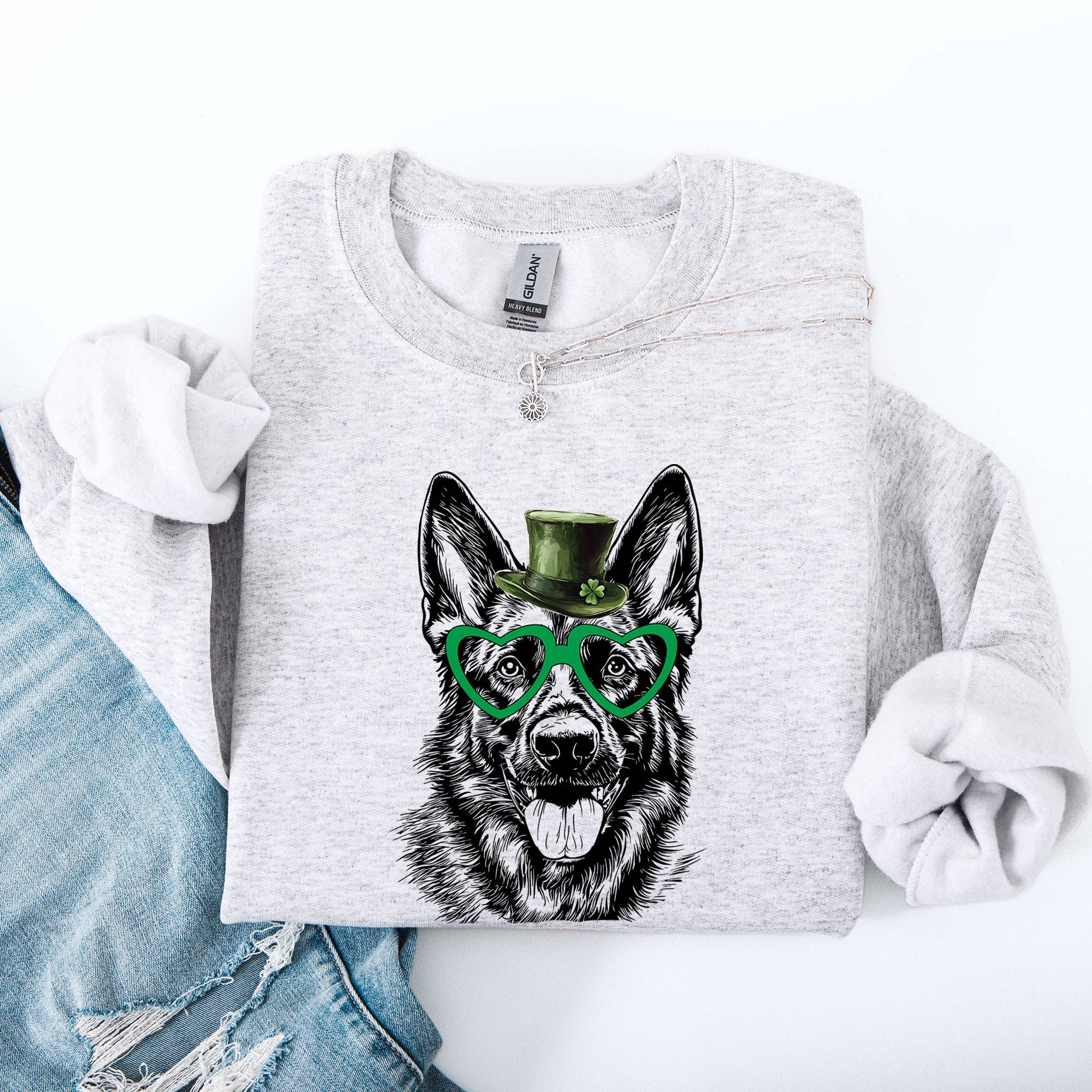 German Shepherd, Dog, St Patrick's Day, Lucky, Sweatshirt