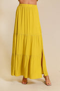 0116 Set-Boho Tiered Maxi Skirt w/ Side Slit SI-29376