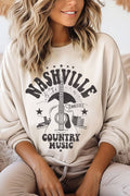 Nashville County Music Guitar Graphic Brushed Sweatshirts