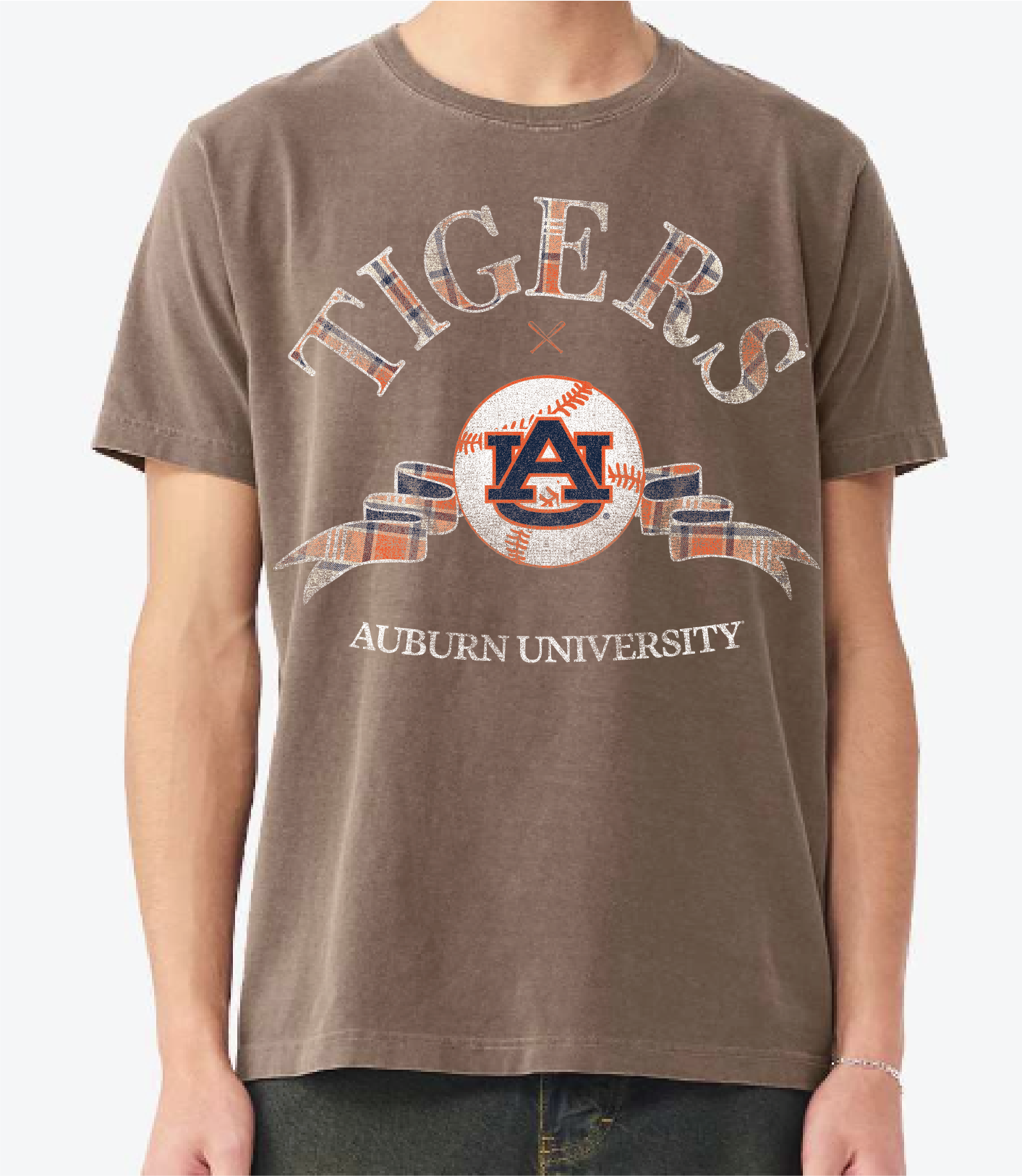 Auburn Tigers Heritage Baseball Brown Comfort Colors Tee