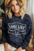 Long Live Cowboy Cowskull Mineral Graphic Brushed Sweatshirt