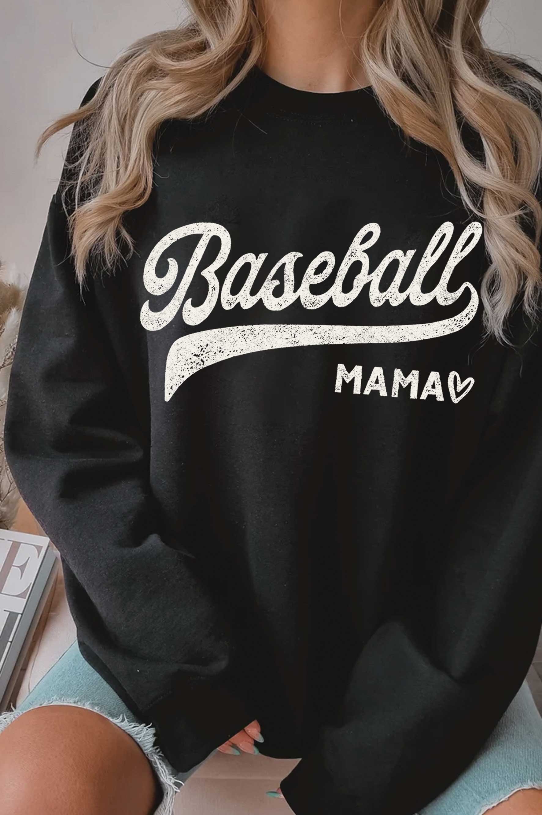 Baseball Mama Graphic Brushed Sweatshirts