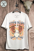 Live Fast Die Last Eagle Cow Skull Graphic Top