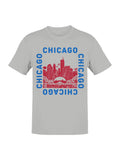Chicago Skyline Red-Blue Illustration Men's T-Shirt