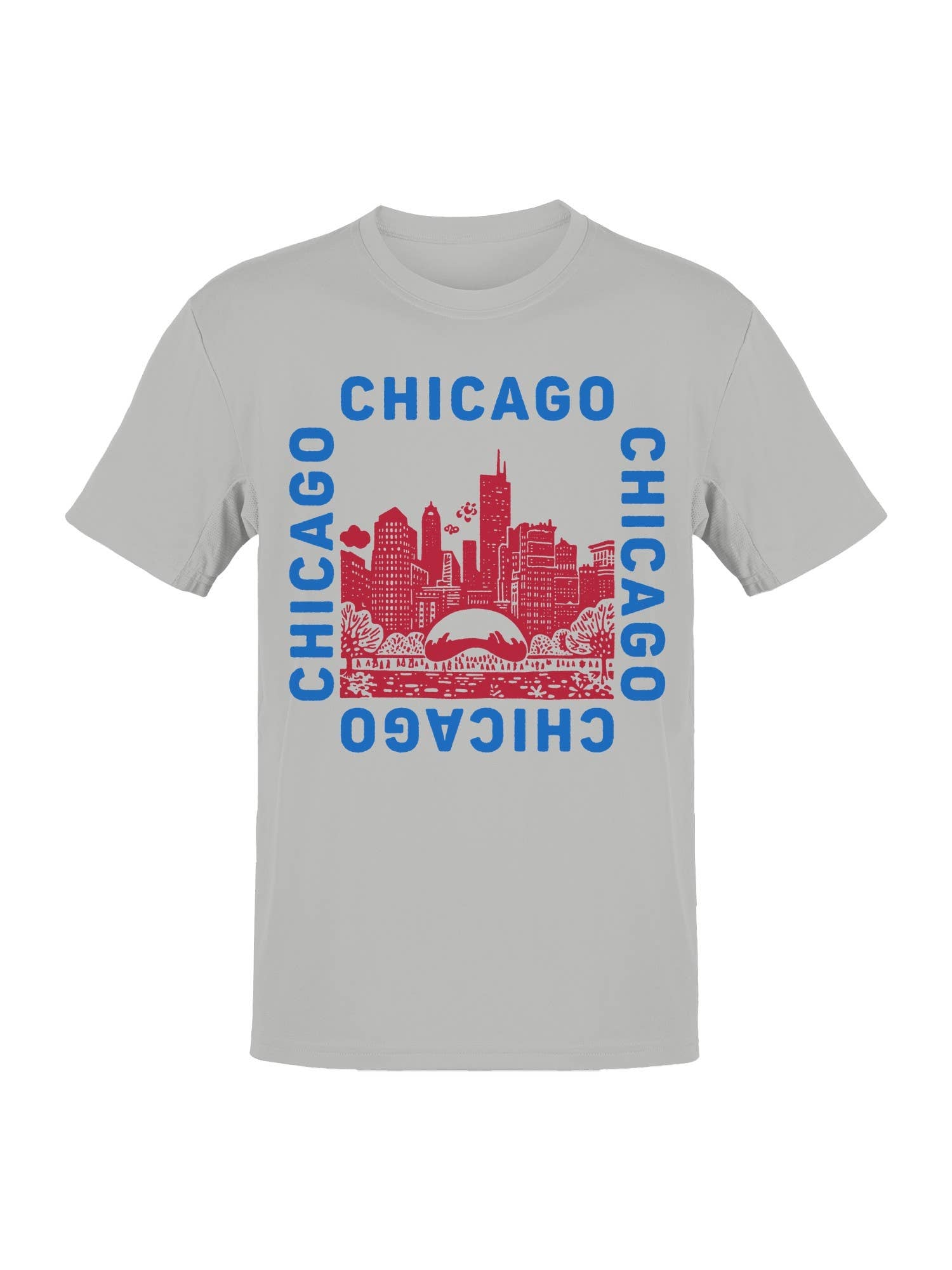 Chicago Skyline Red-Blue Illustration Men's T-Shirt