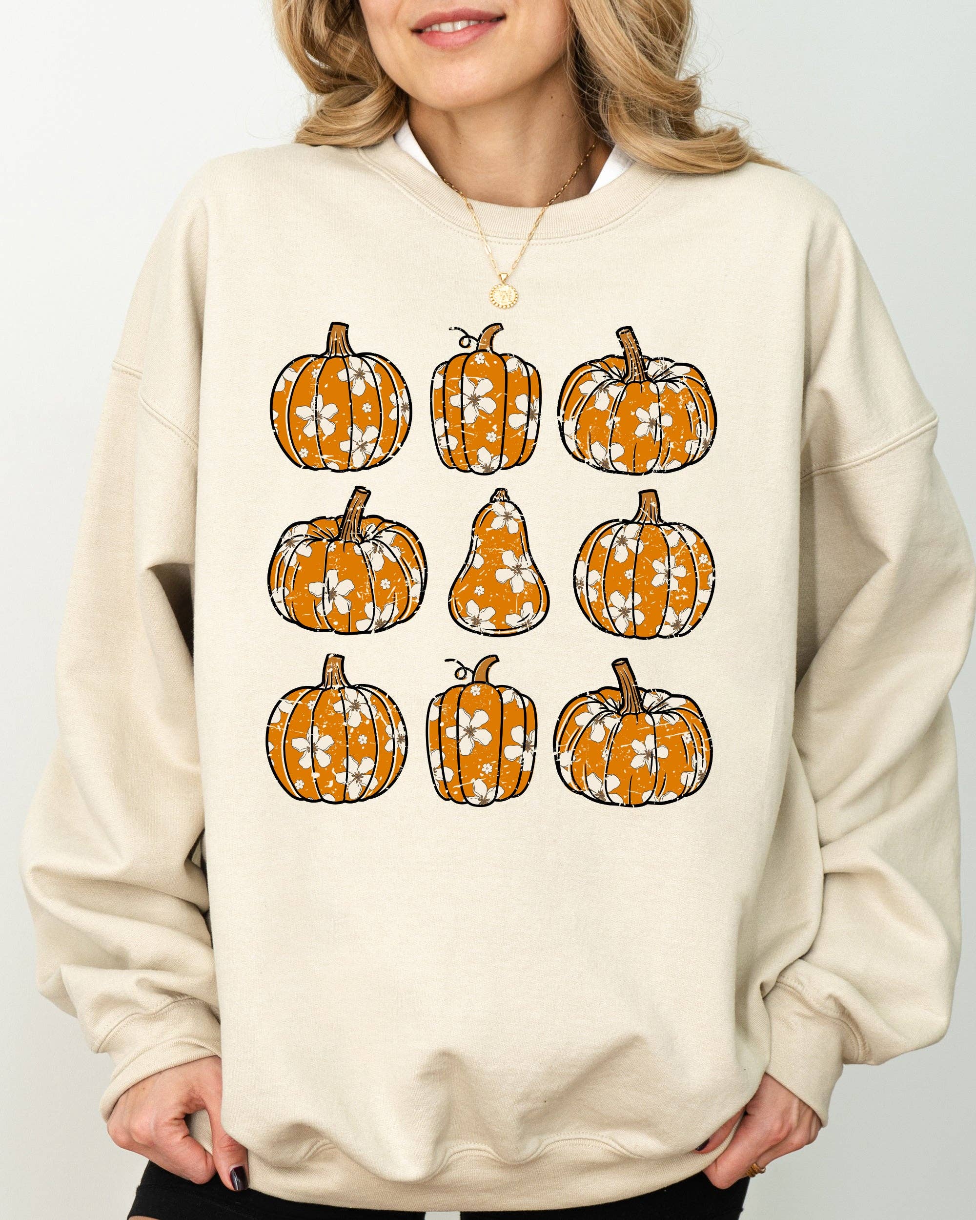 Retro Floral Pumpkins, Halloween, Fall, Autumn Sweatshirt