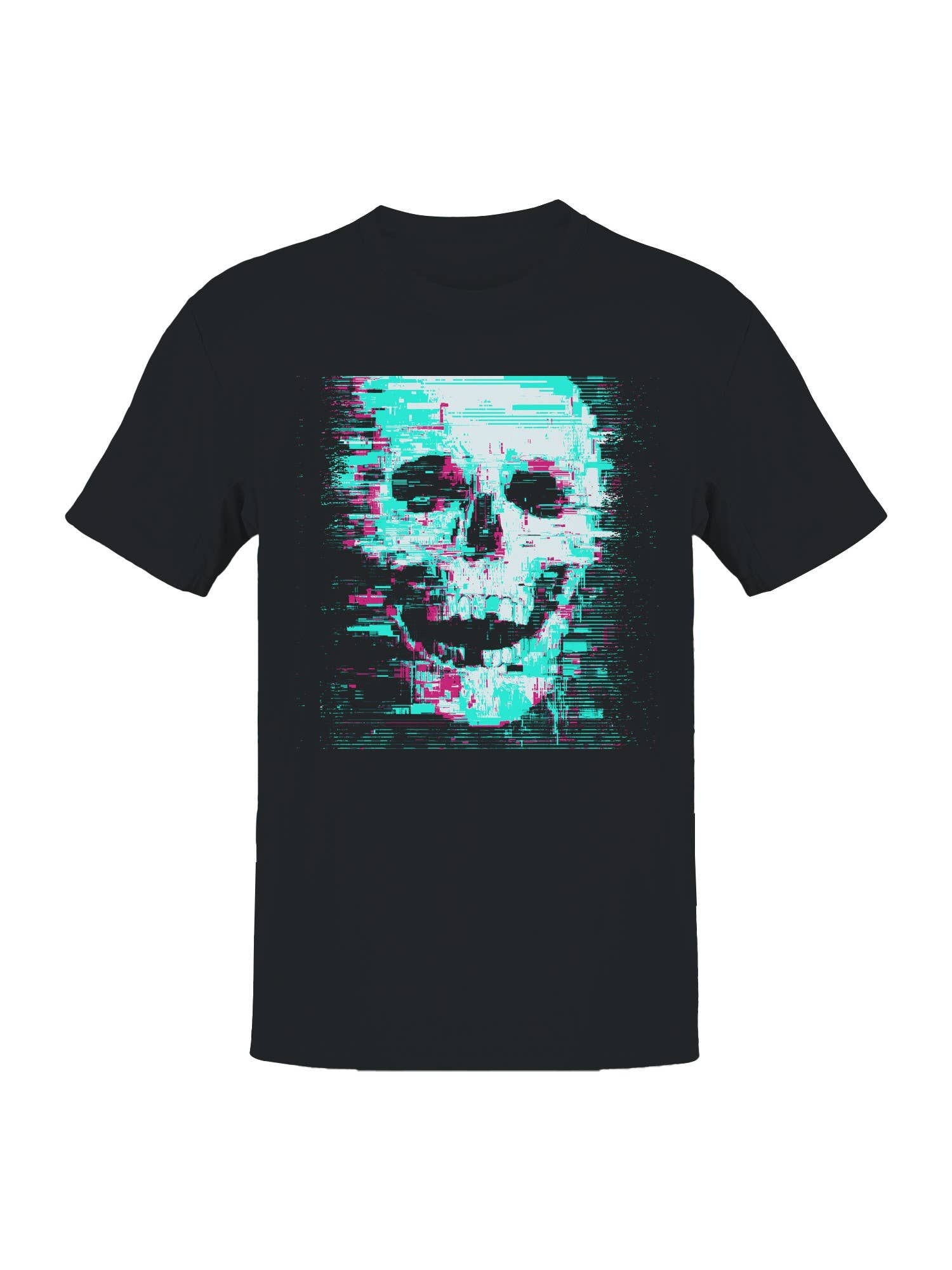 Glitch Skull Cyberpunk Art Men's T-Shirt