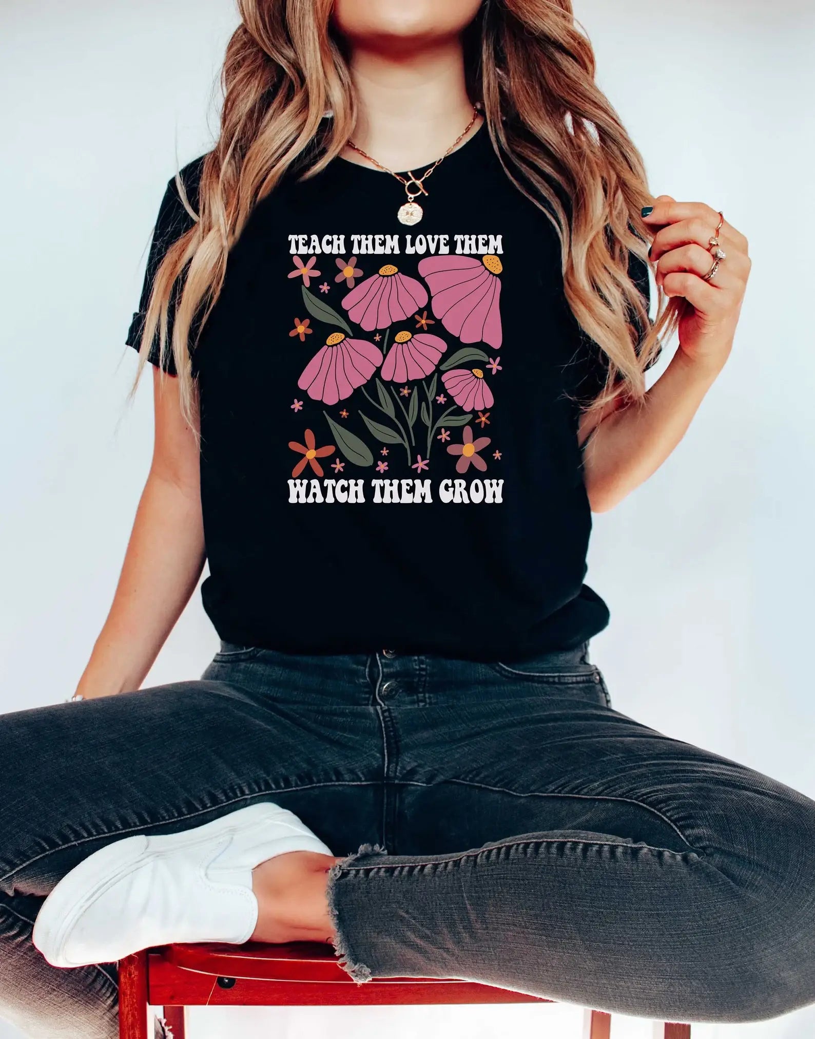 Teach Them Love Watch Them Grow T-Shirt, Floral School Shirt