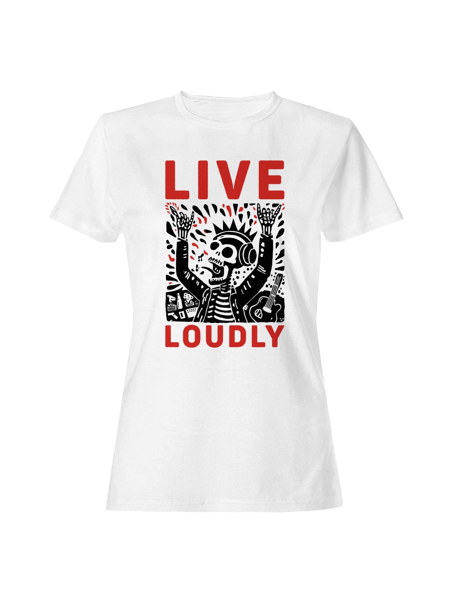 Live Loudly Skeleton Headphones Women's T-Shirt