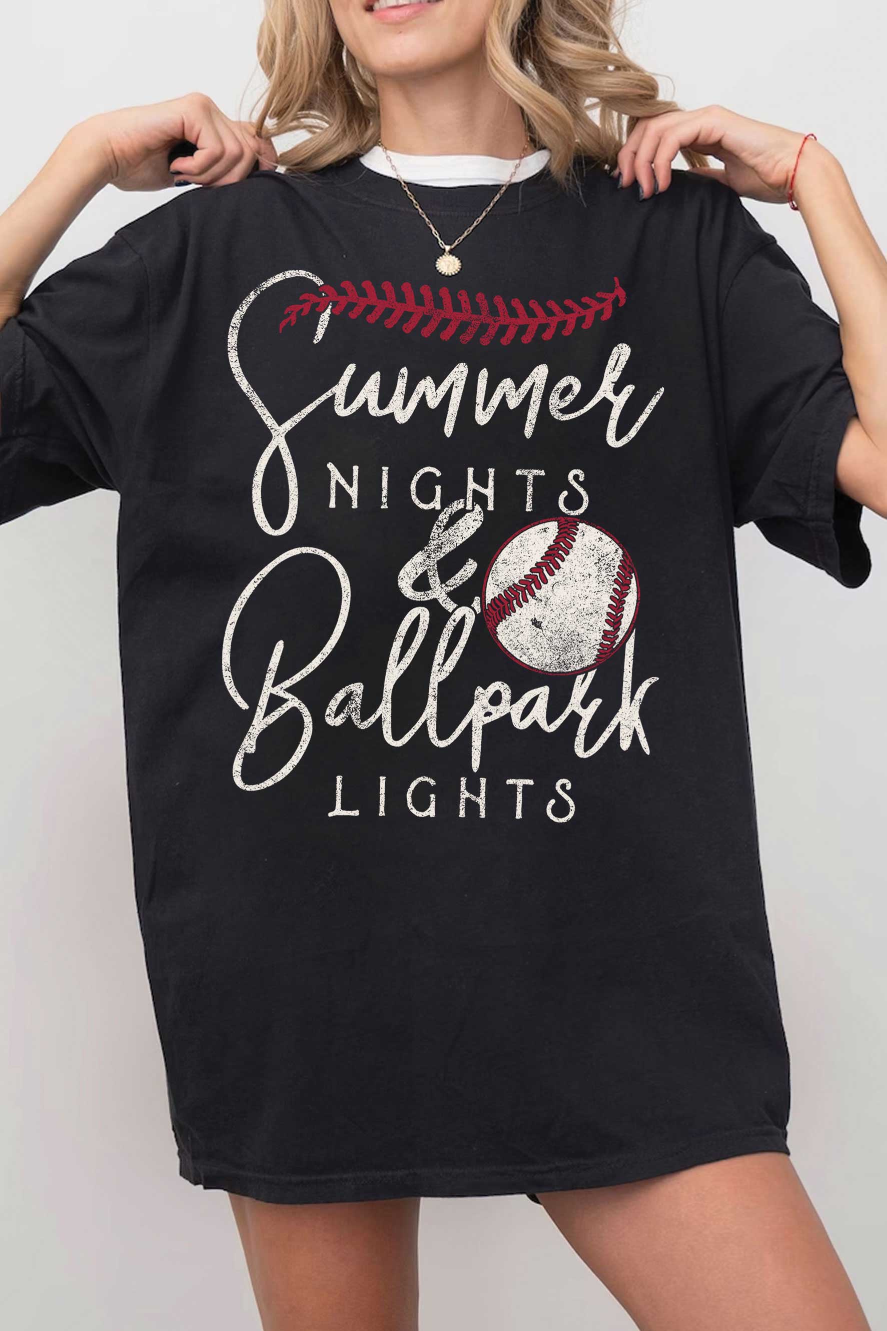 Summer Nights & Ballpark Baseball Oversize Graphic Tshirts