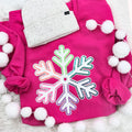 Multi-Colored Chenille/Sequin Snowflake Patch Heliconia Sweatshirt