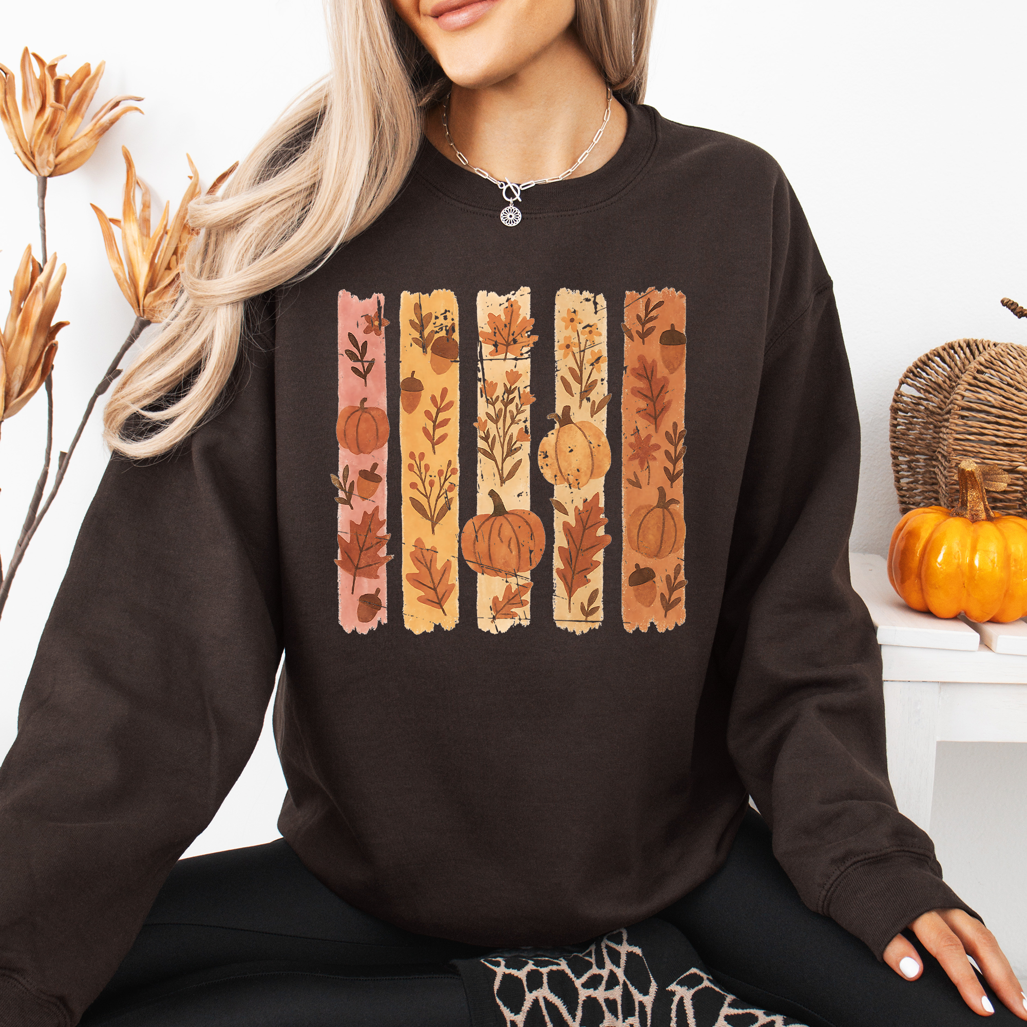 Fall, Brush Stroke, Floral, Pumpkin, Autumn Sweatshirt