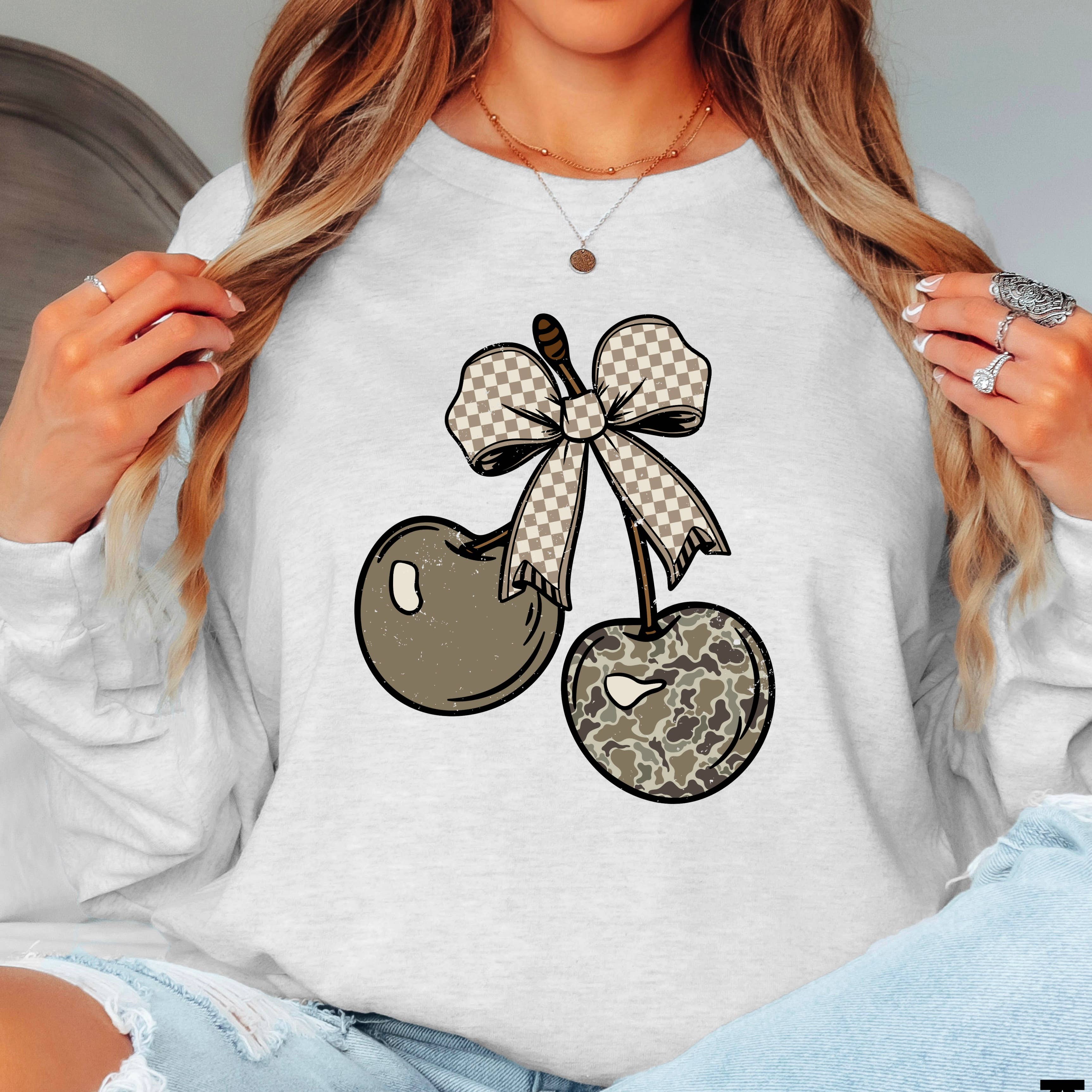 Camo Cherries Southern  Shirt | Long Sleeve Gildan
