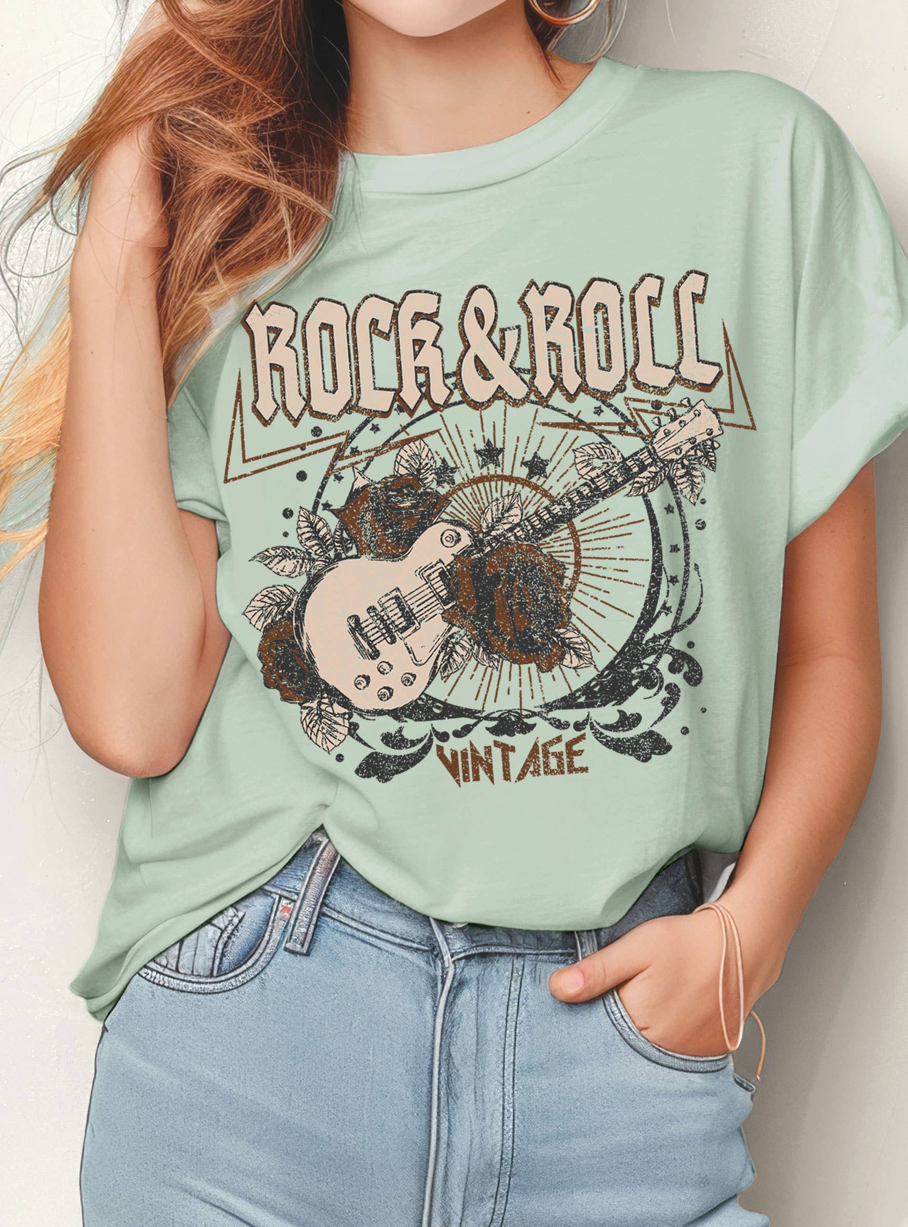 Rock and Roll Vintage Guitar Graphic Tshirts