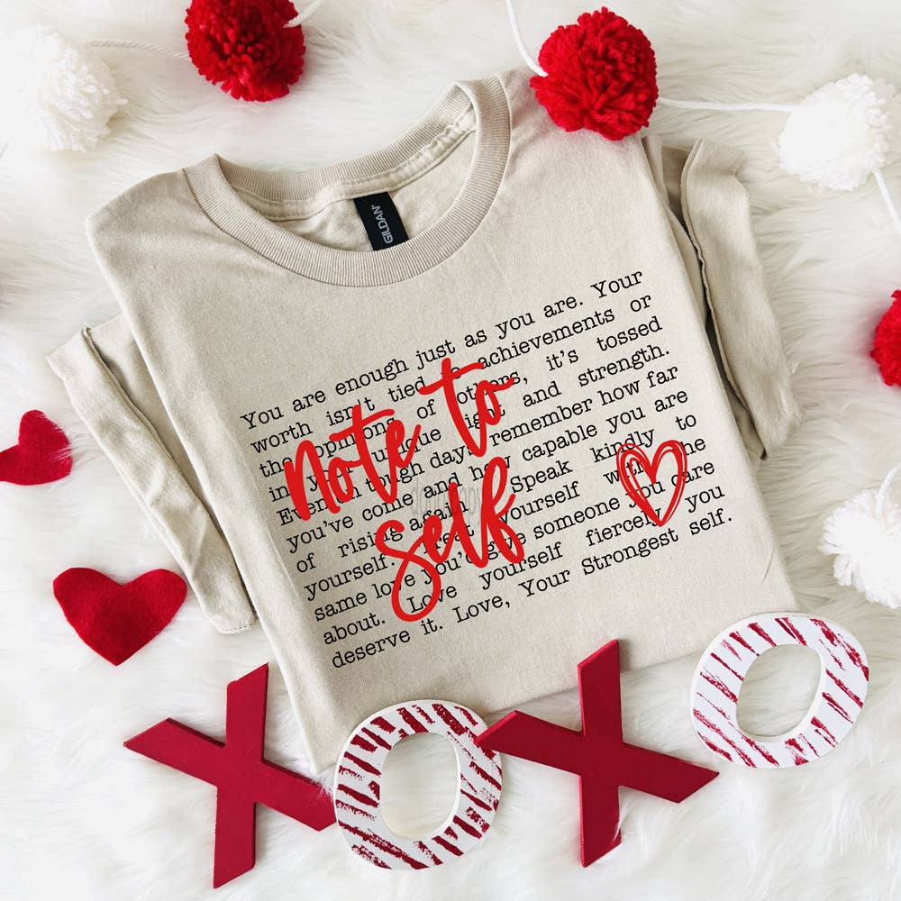Black Font Note To Self Heart Tee