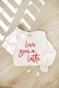 Love You A Latte  Mineral Washed Long Sleeve Graphic