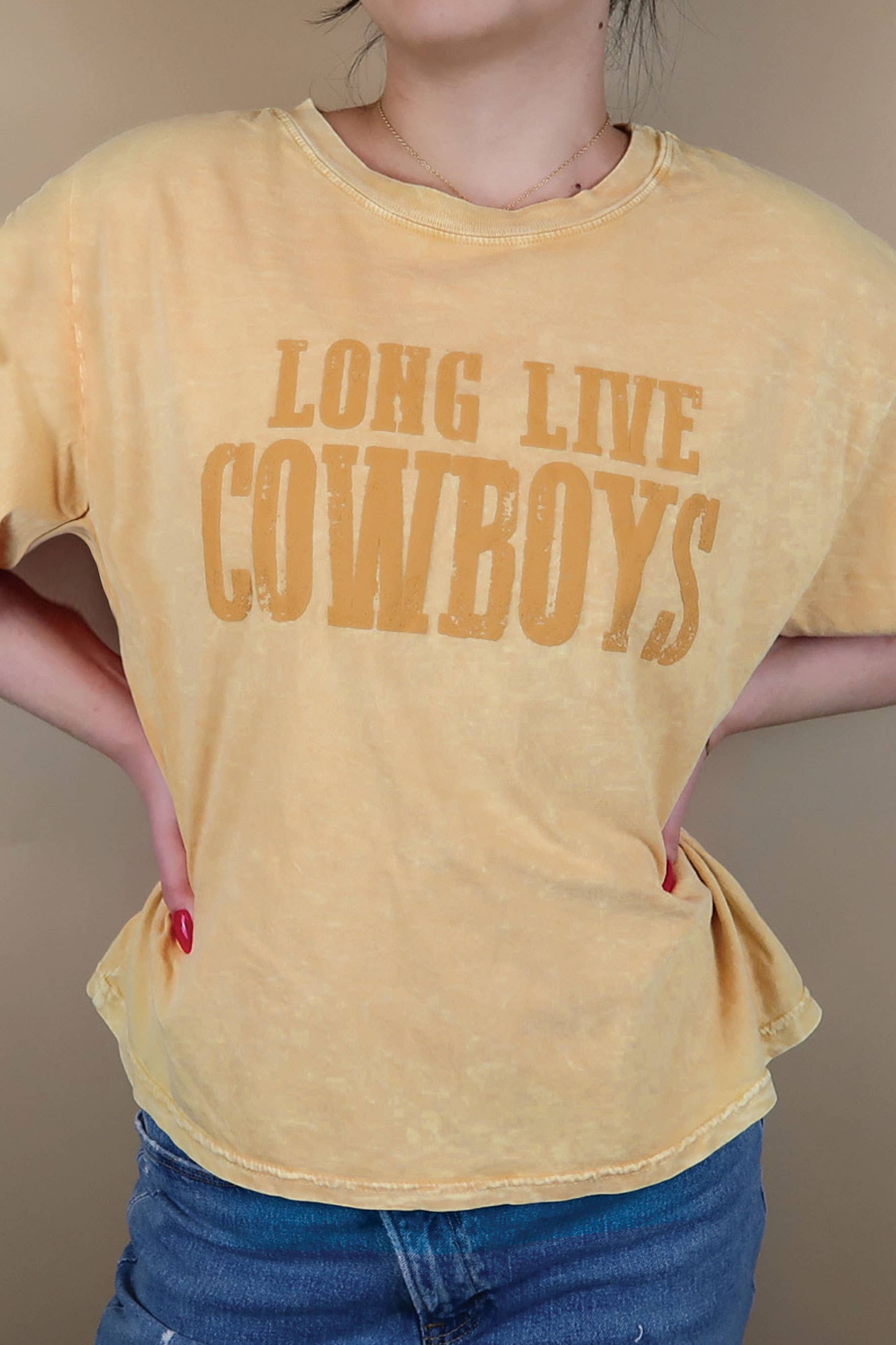 Long Live Cowboys Puff Print Graphic Tshirts