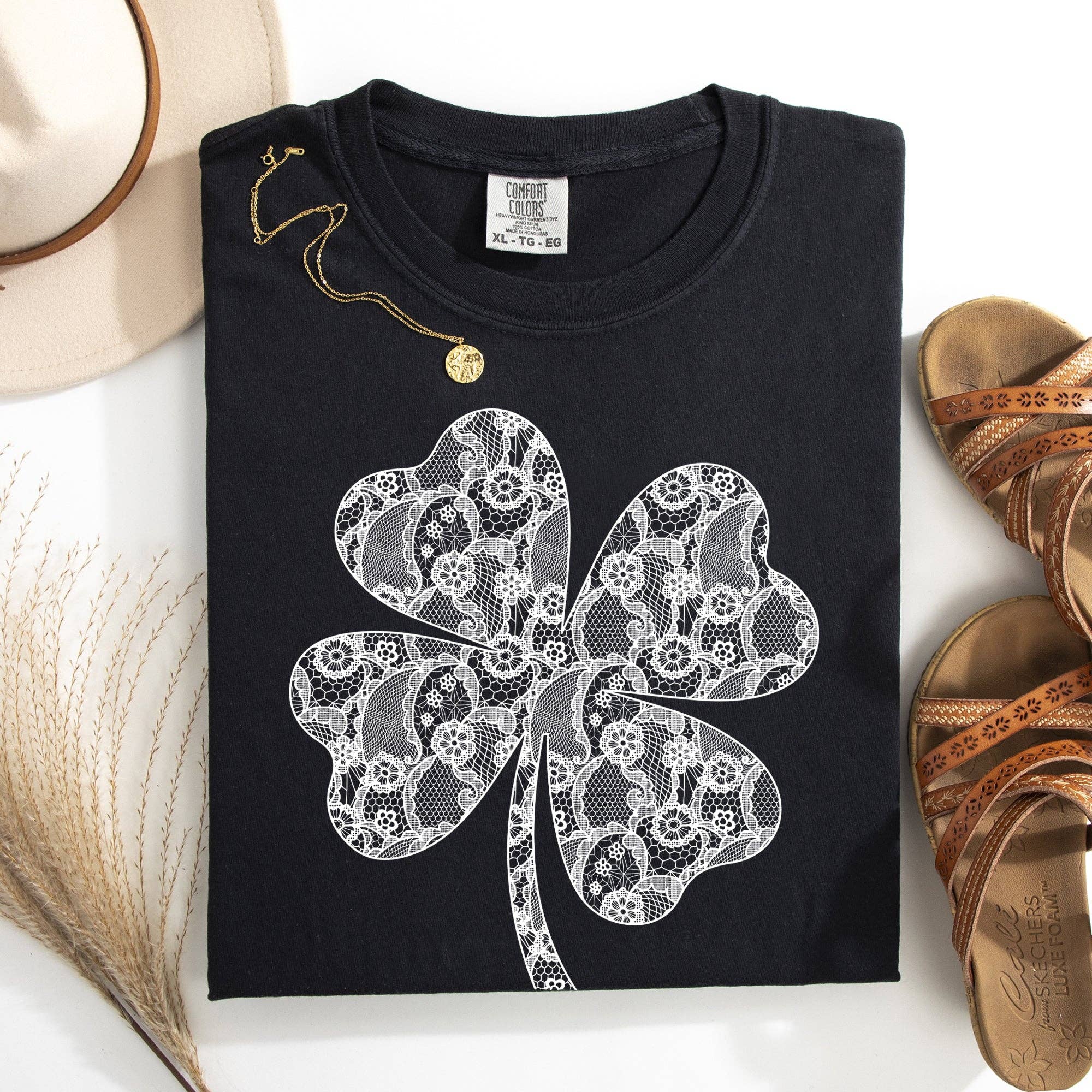 Lace, Coquette  St Patrick's Day, Shamrock, Clover, Tshirt