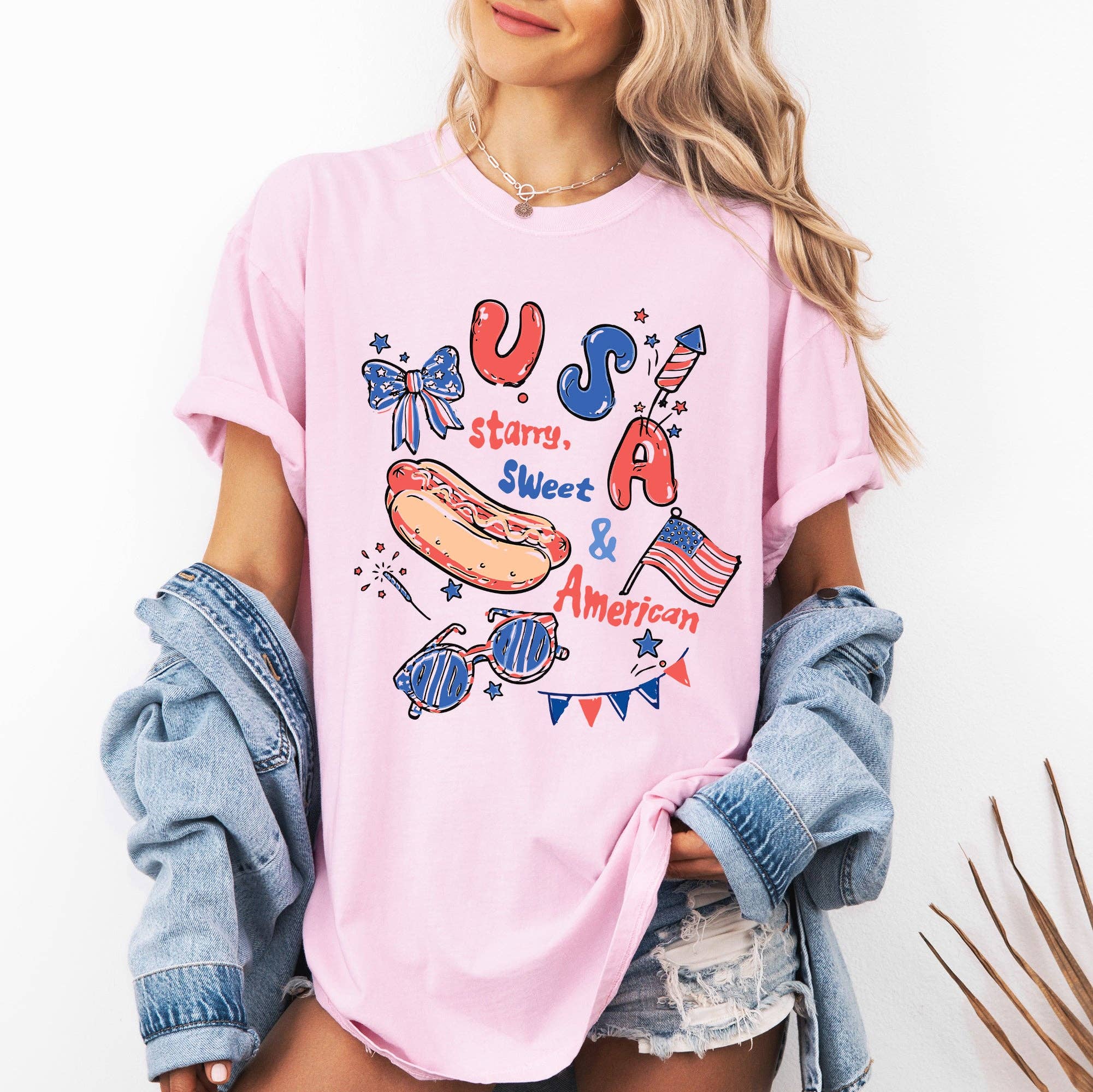 USA, Starry, Sweet and American Fourth of July Party T-Shirt