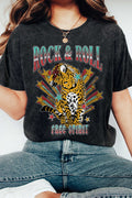 Rock and Roll Leopard Graphic Mineral Washed Tshirts