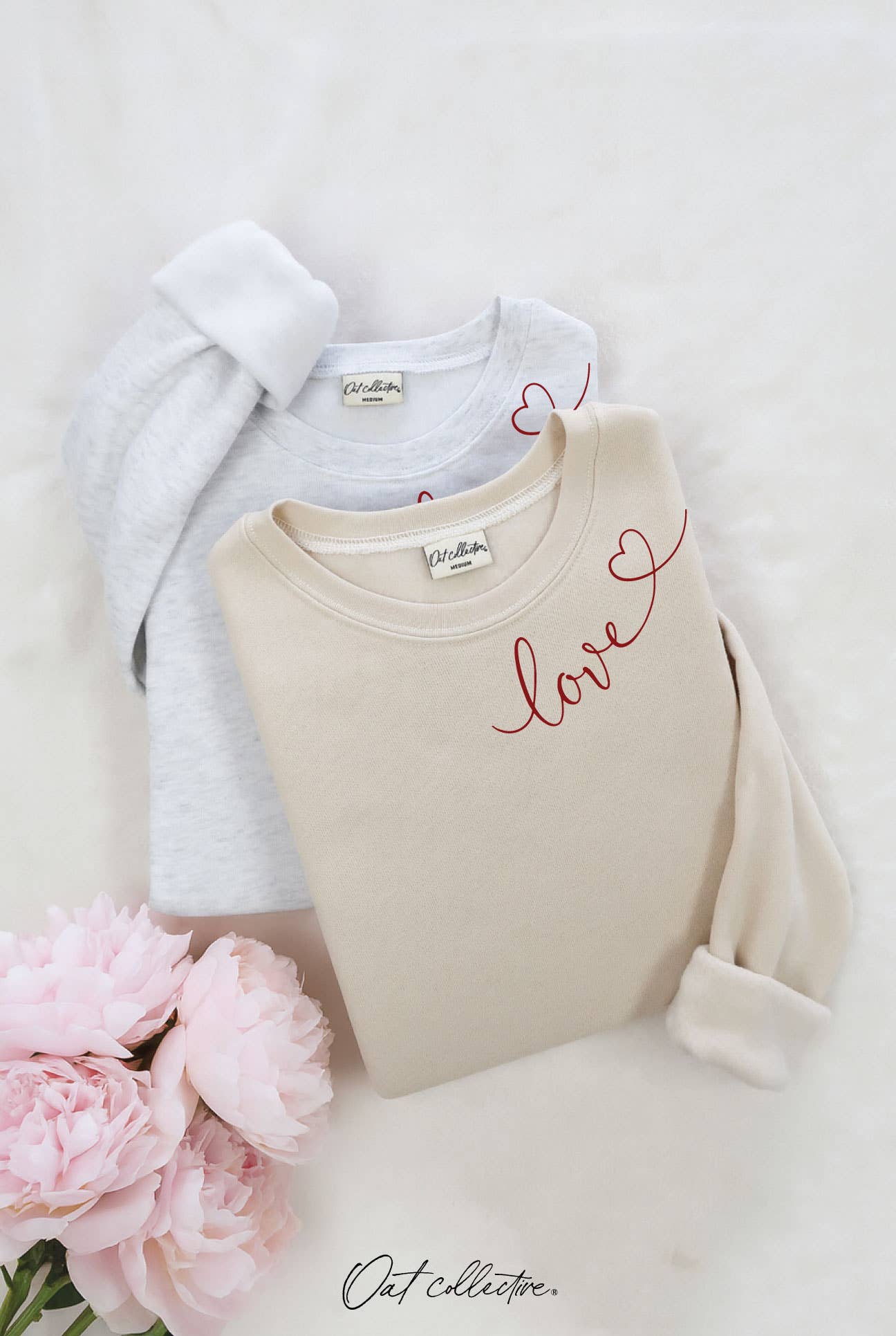 Love Heart Neckline Graphic Sweatshirt