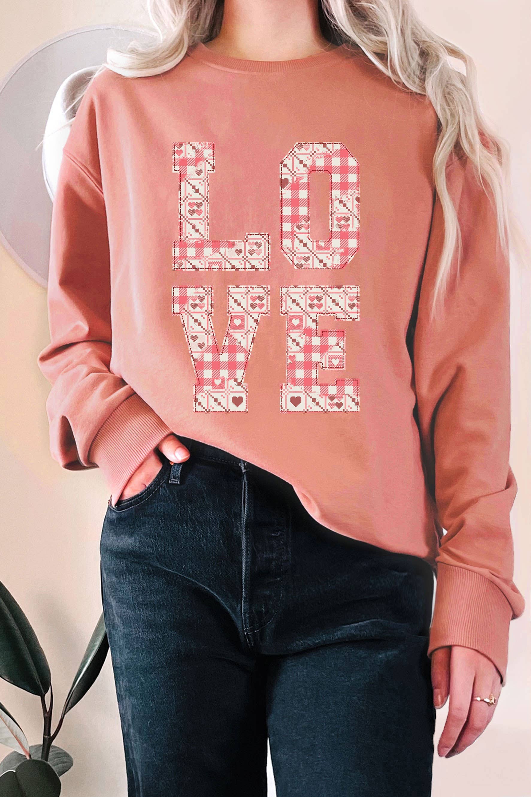 Quilted Love Graphic Terry Sweatshirts