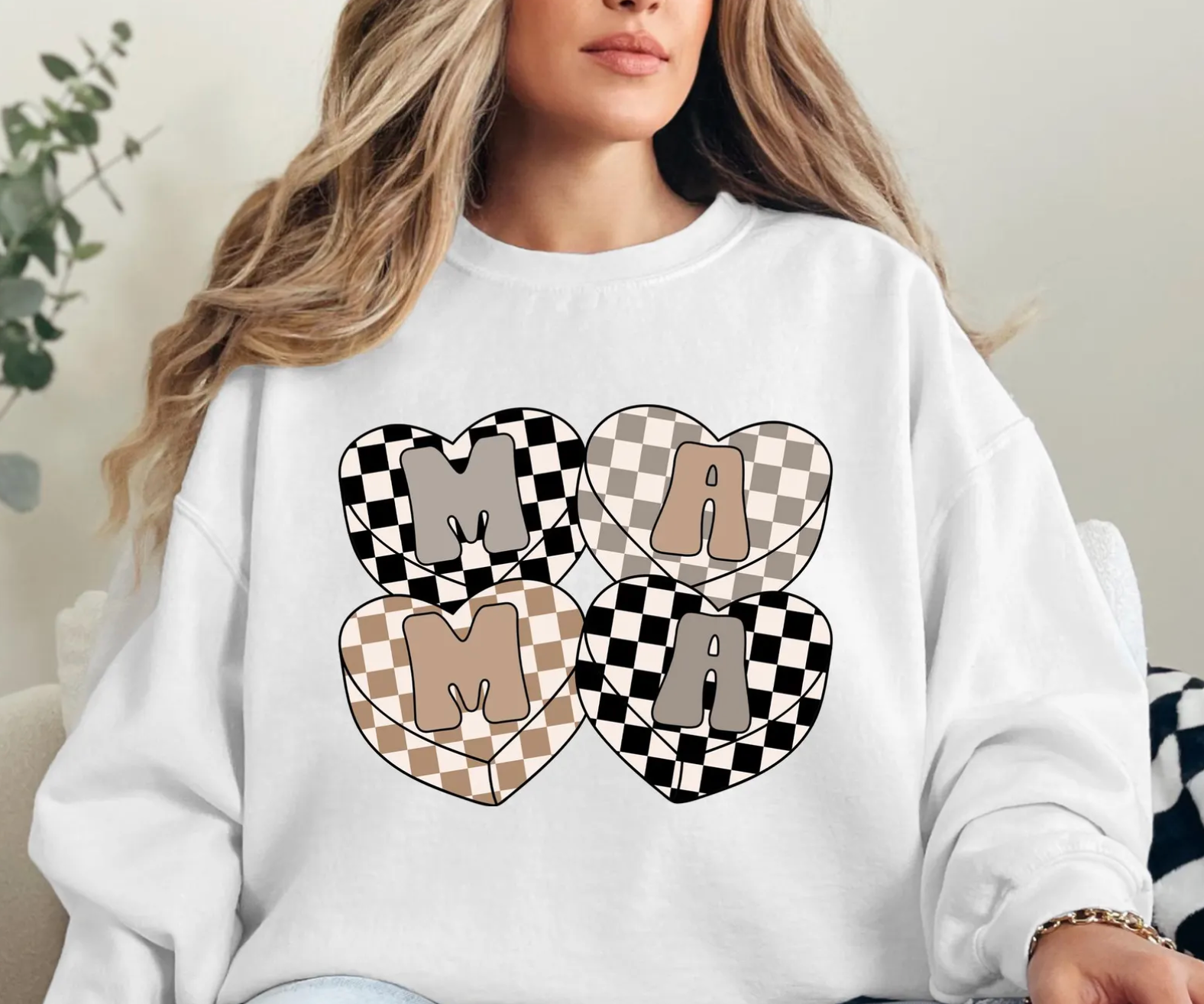 Checkered Mama Crewneck Sweatshirt