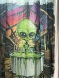 Alien 'bath Time' Shower Curtain