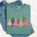 Sketched Christmas Trees Christmas Heart Vibrant Xmas Tshirt
