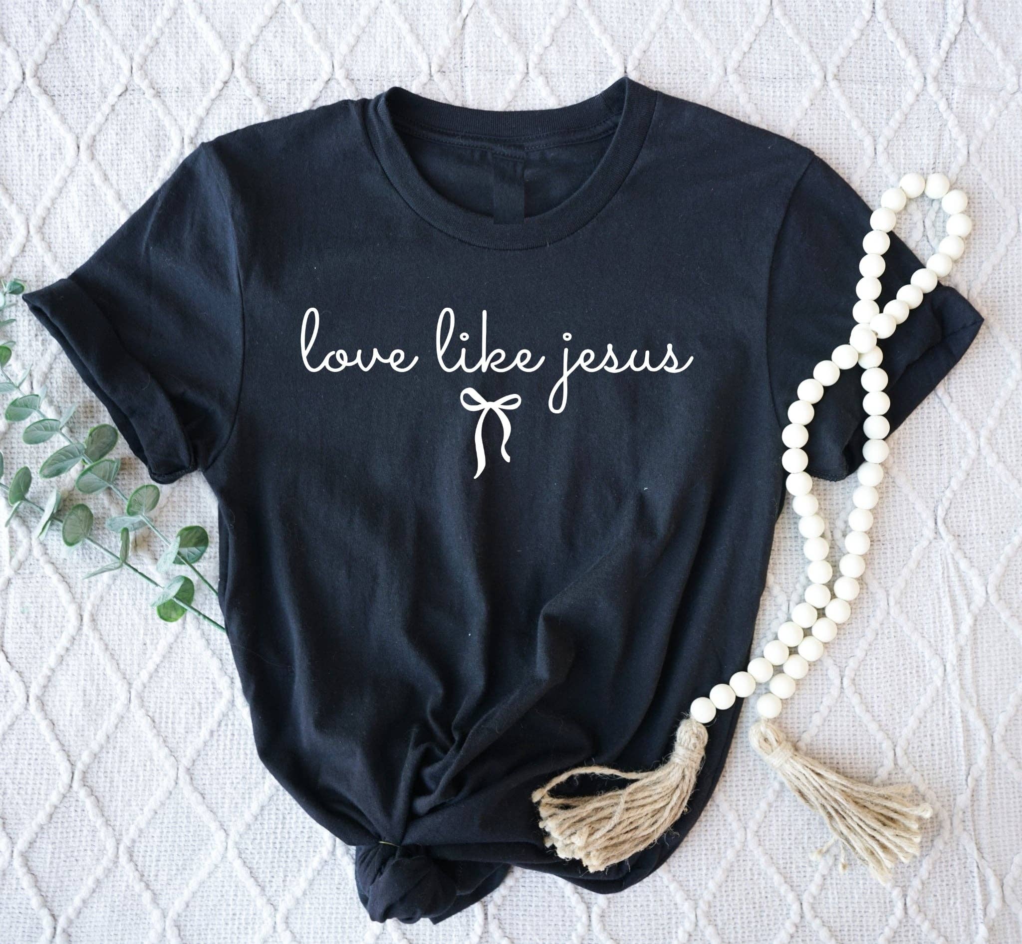 Love Like Jesus Black Trendy Christian Graphic Tee