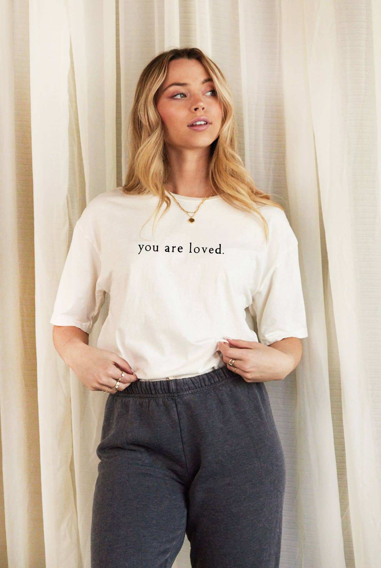 You Are Loved.  Mineral Graphic Top