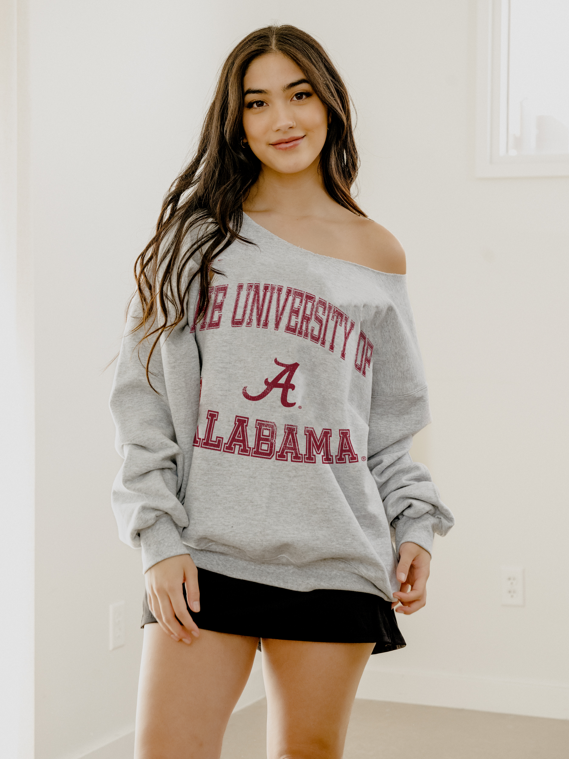 Bama Crimson Tide Vintage Sport Gray Flashdance Sweatshirt