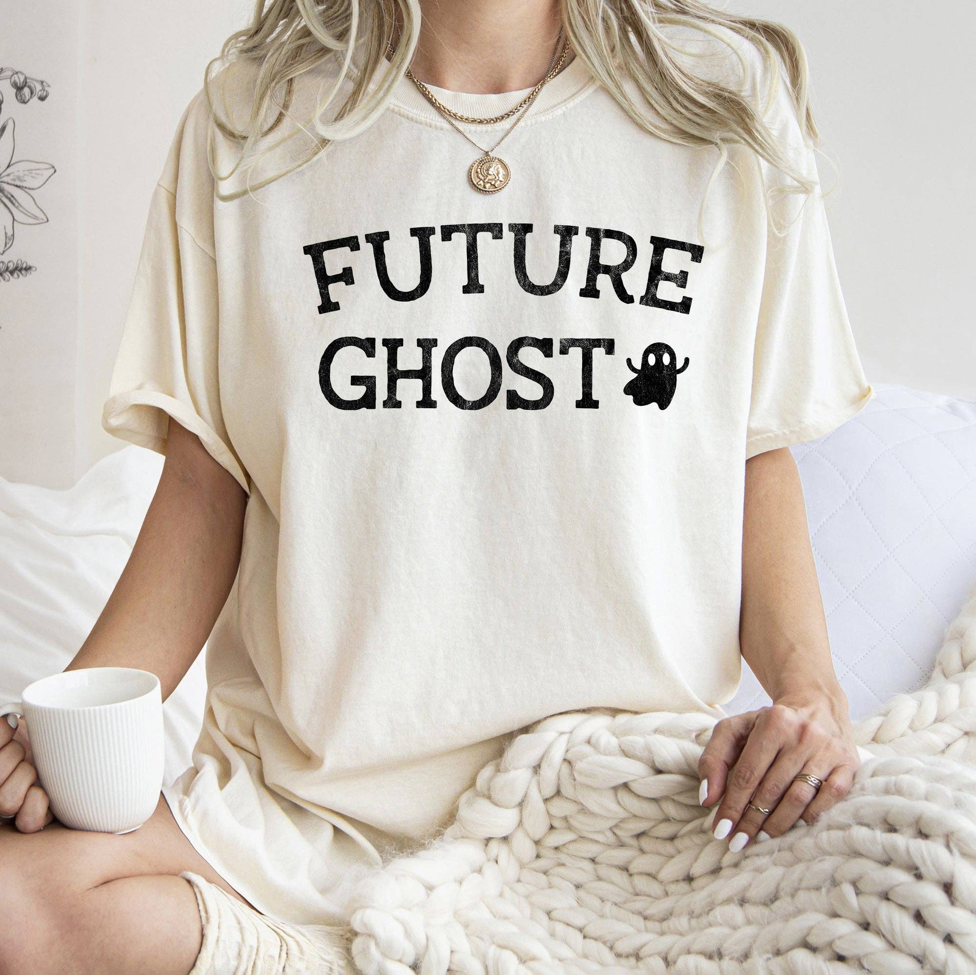Future Ghost Retro Halloween T-Shirt Black Print