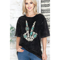 Skeleton Turquoise Peace Print - Oversize Mineral Wash T