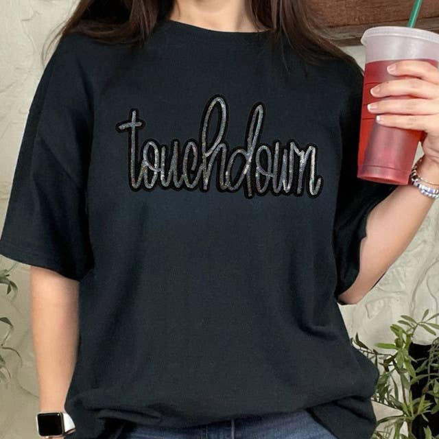 Touchdown Sequin Patch Black Everyday Tee