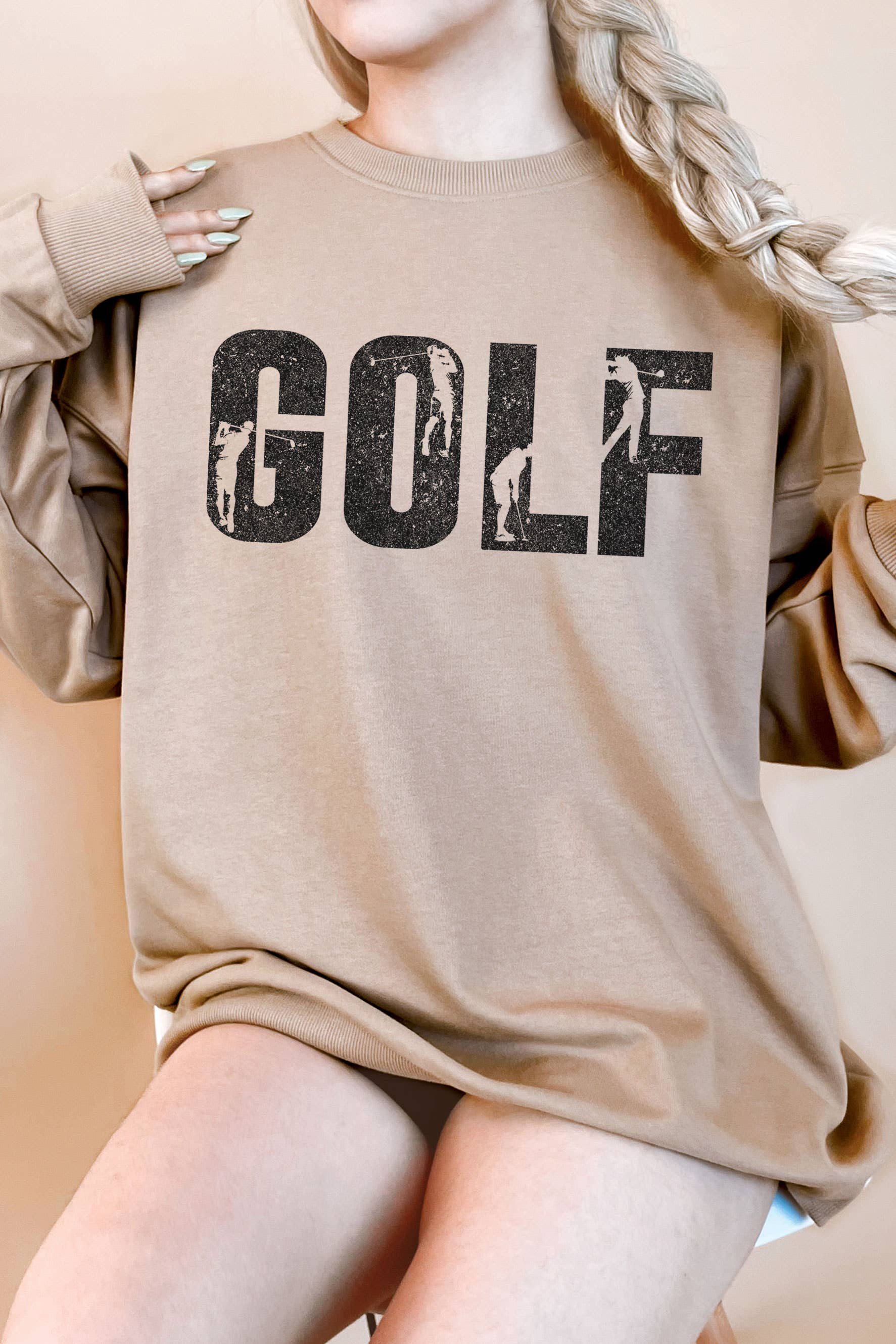 Golf Silhouette Oversized Graphic Terry Sweatshirts