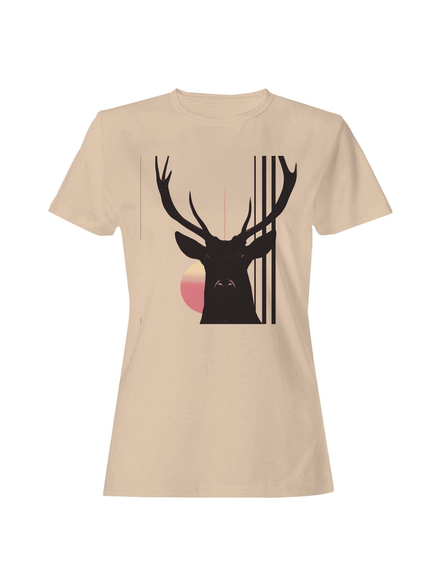 Sunrise Deer Silhouette Art Women's T-Shirt
