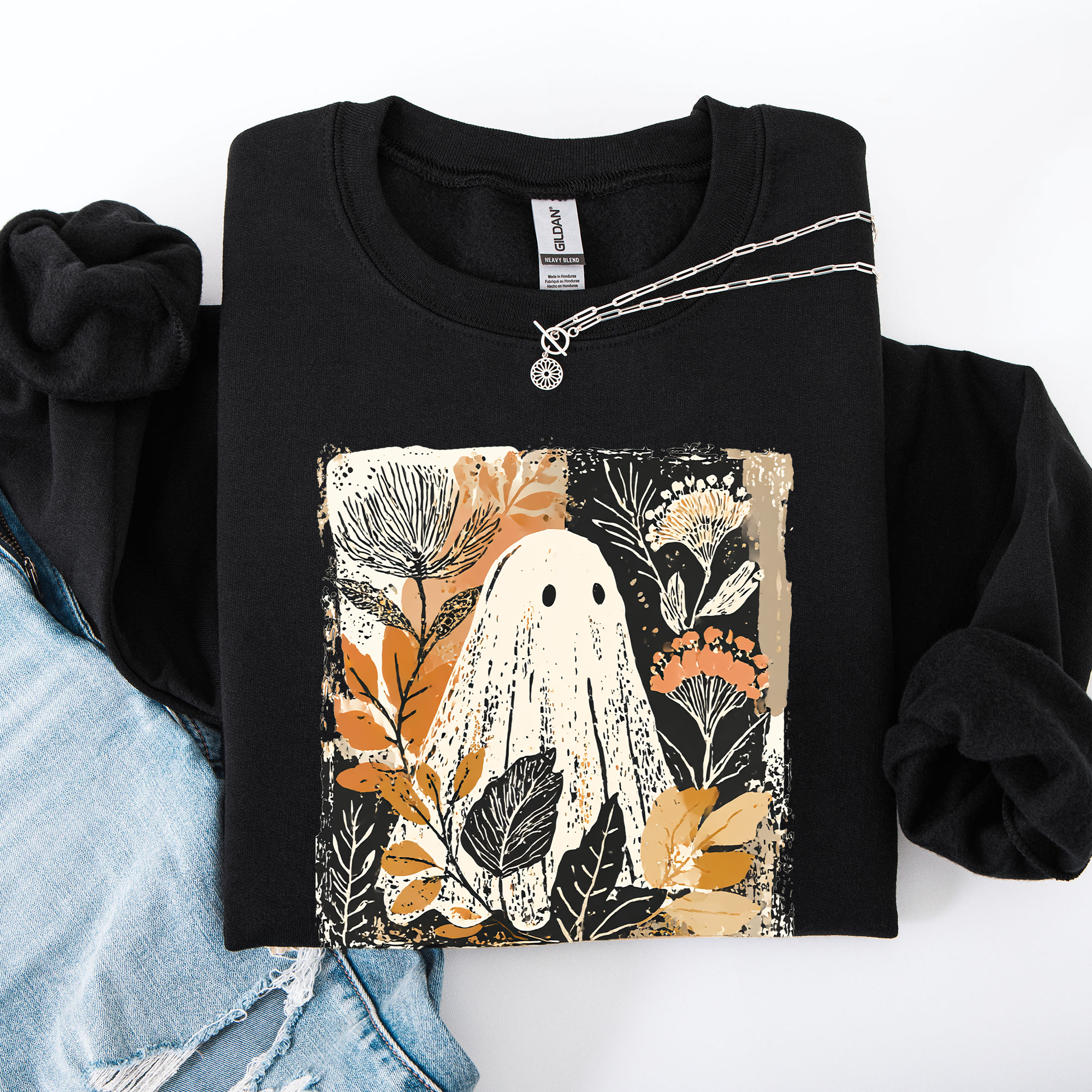 Vintage Ghost Halloween Autumn, Fall Sweatshirt
