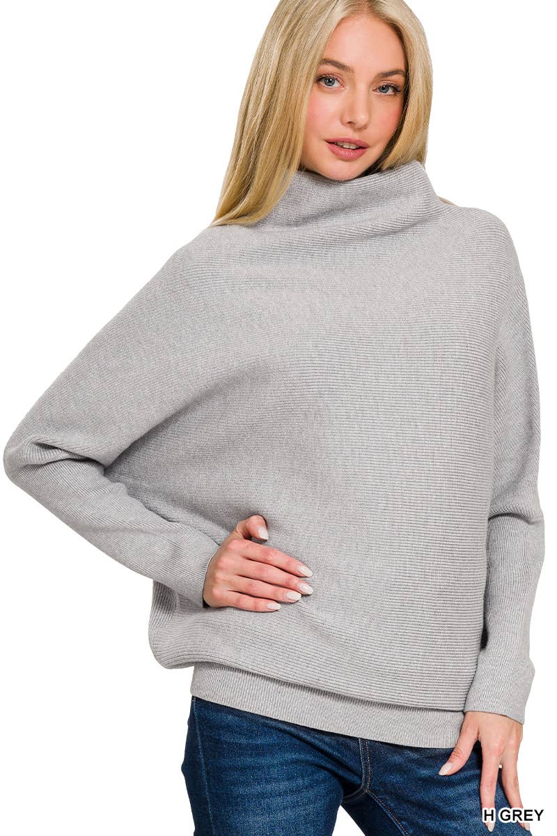 0809 Dolman Sleeve Mock Neck Tunic Sweater SI-26726