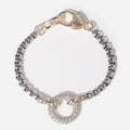 Linked Cz Ring Box Chain Heart Closure Bracelet