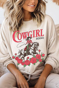 Cowgirl Rodeo Roses Graphic Brushed Sweatshirts