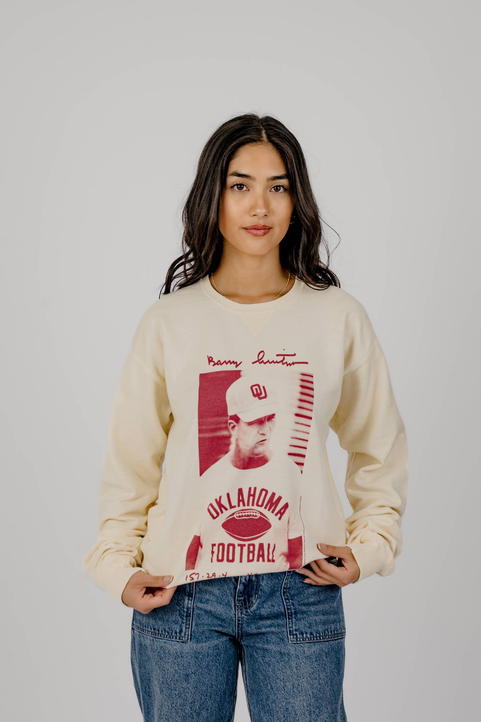 Ou Sooners Barry Switzer Football Parchment Sweatshirt
